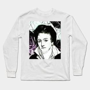 Percy Bysshe Shelley Black And White Portrait | Percy Bysshe Shelley Artwork 3 Long Sleeve T-Shirt